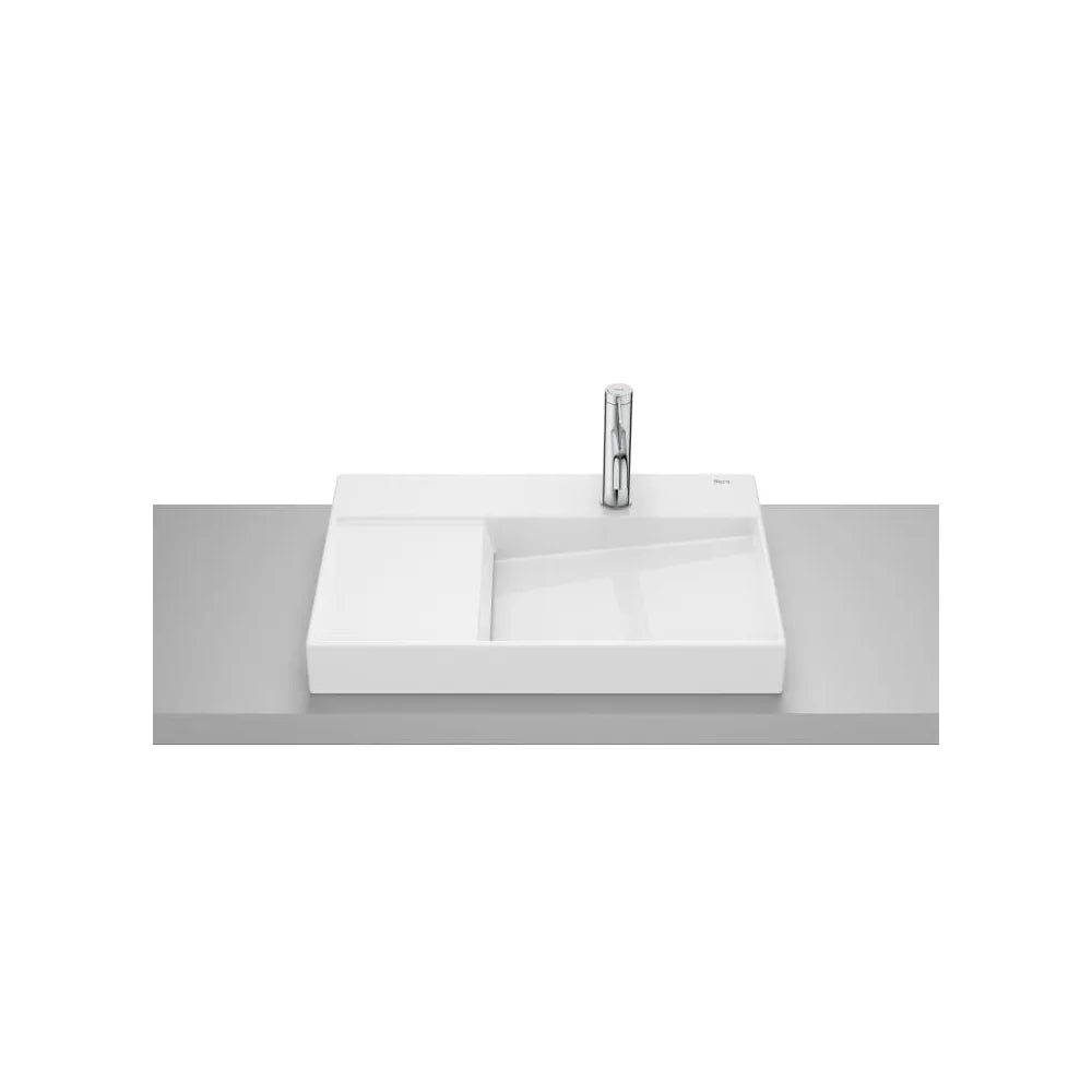 Lavabo de sobre encimera rectangular 60x42x8 cm porcelana blanca Roca - Vista 1