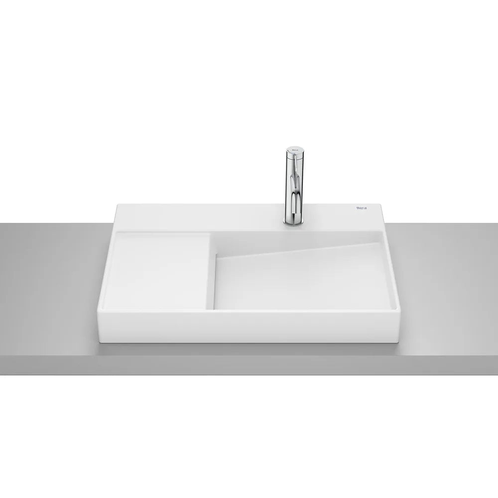 Lavabo de sobre encimera rectangular 60x42x8 cm porcelana blanca mate Roca - Vista 2