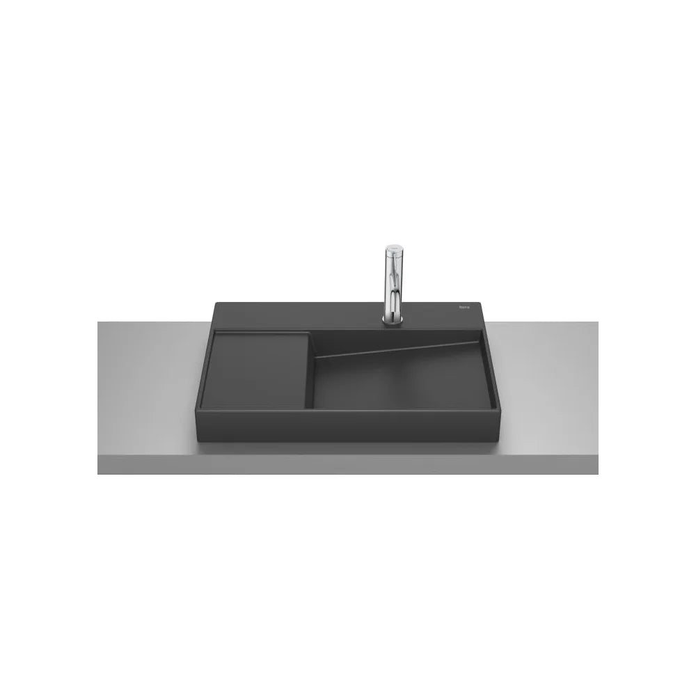 Lavabo de Sobre Encimera Rectangular Porcelana Negra 60x42x8cm Roca - Vista 1