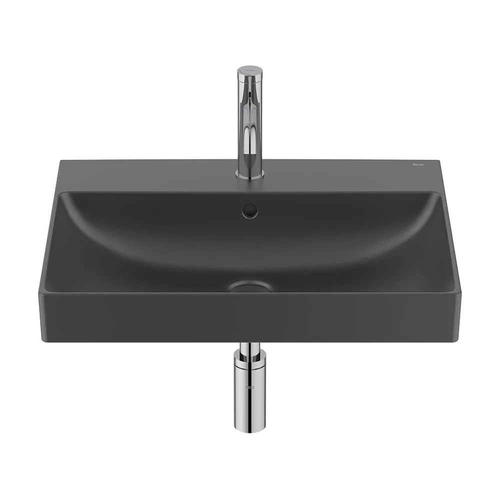 Lavabo mural rectangular 60x46x16 cm Fineceramic color negro mate Roca - Vista 2