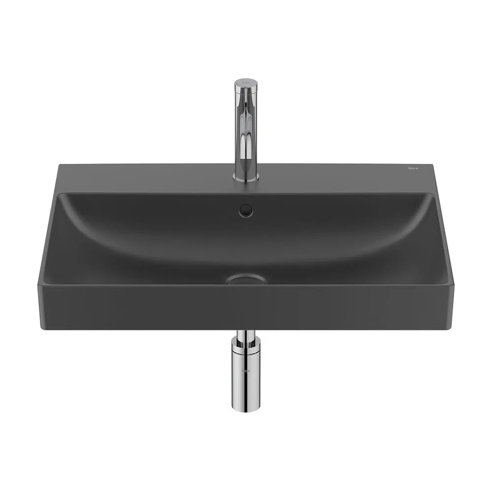 Lavabo mural rectangular 65x46x16 cm Fineceramic negro mate Roca - Vista 2