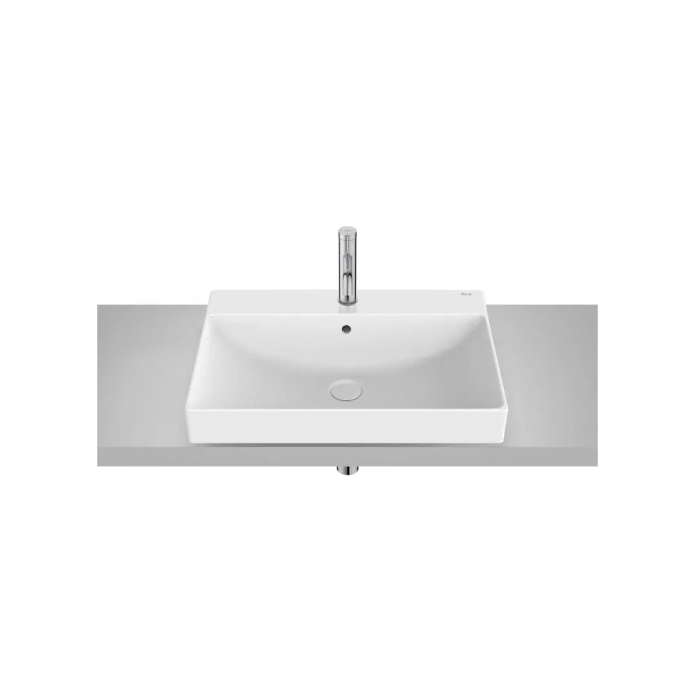 Lavabo de encimera cuadrado 60x45x8 cm Fineceramic Blanco mate Roca - Vista 1