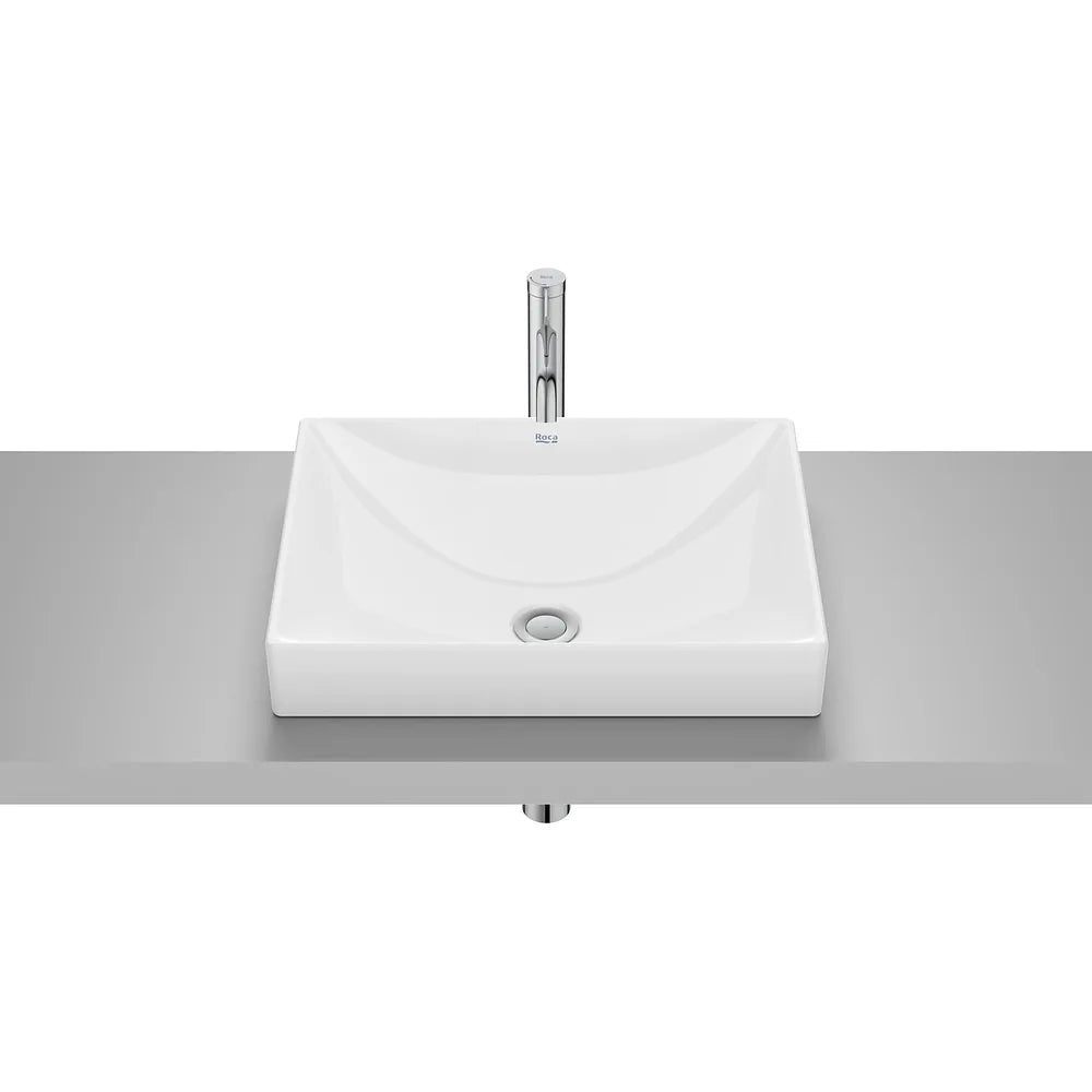 Lavabo de encimera cuadrado 50x38x8 cm Fineceramic Blanco brillo Roca - Vista 2