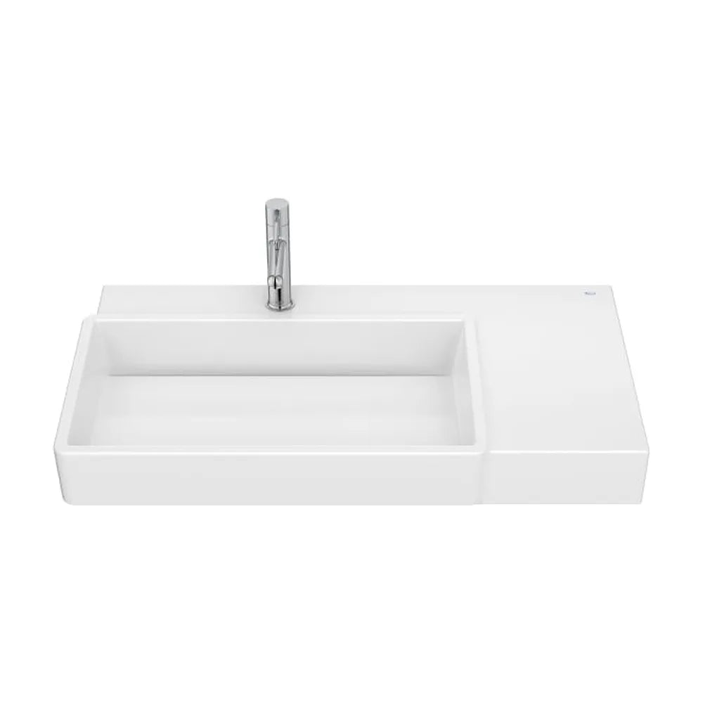 Lavabo Asimétrico Mural con Cubeta Izquierda y Repisa Integrada 80x43x15cm Roca - Vista 1