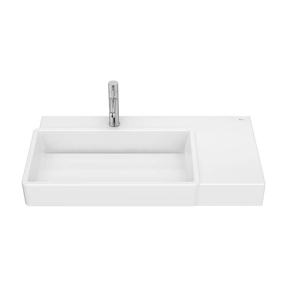 Lavabo Asimétrico Mural con Cubeta Izquierda y Repisa Integrada 80x43x15cm Roca - Vista 2