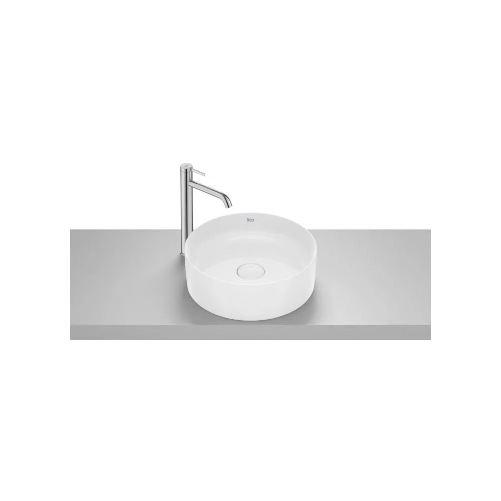 Lavabo redondo de sobre encimera Fineceramic 39x39x13 cm blanco Roca - Vista 1