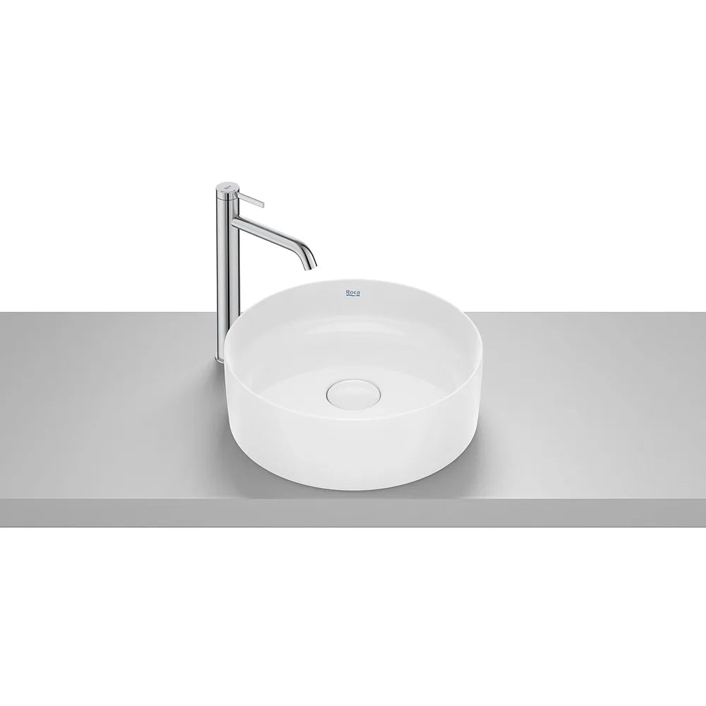 Lavabo redondo de sobre encimera Fineceramic 39x39x13 cm blanco Roca - Vista 2