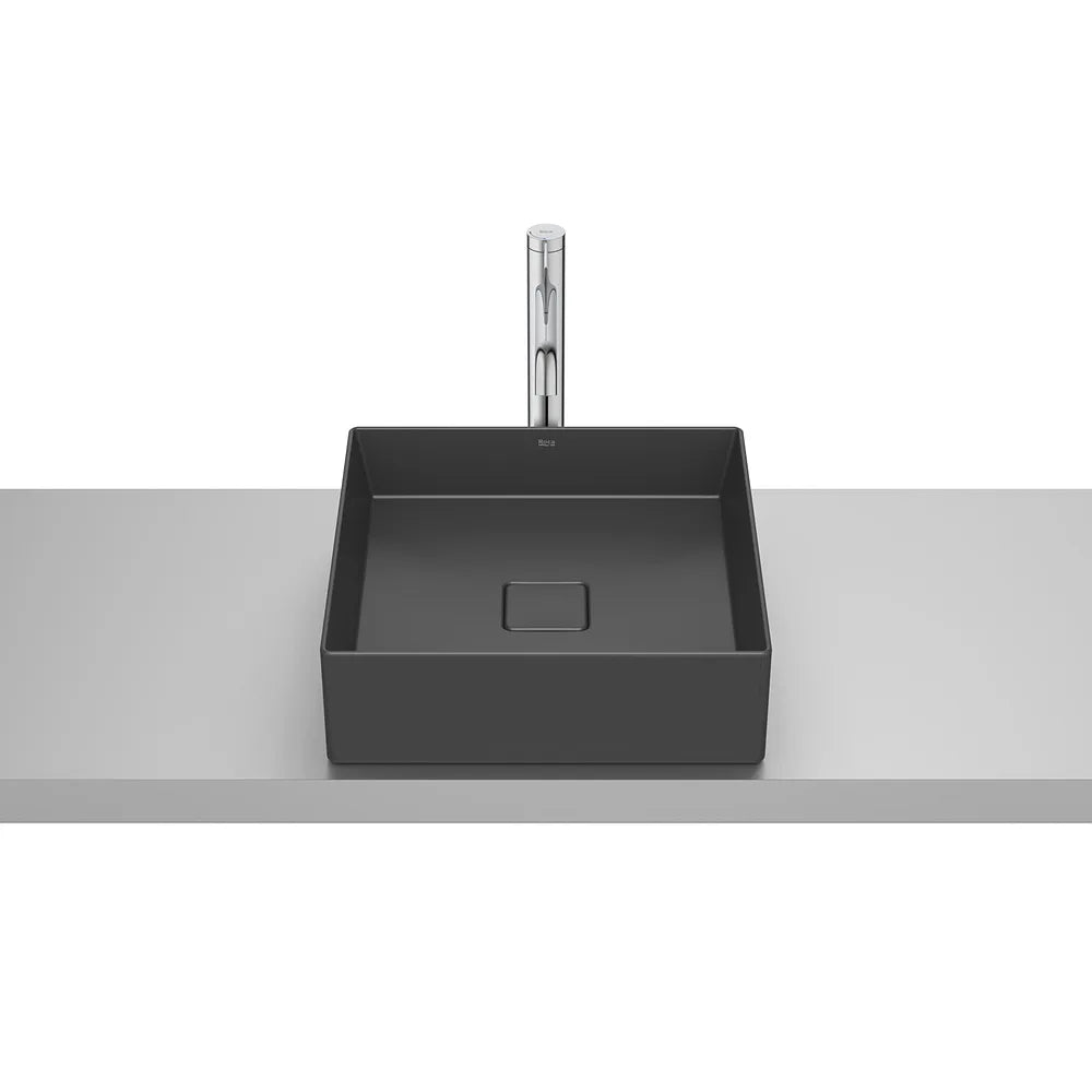 Lavabo de sobre encimera cuadrado Fineceramic negro mate 40x40x12 5 cm Roca - Vista 2