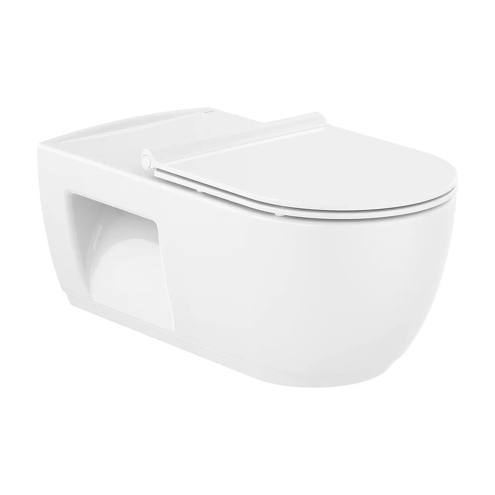 Taza Suspendida Redonda Compatible con Sistemas Salida Horizontal Duplo 37x70x45cm Roca - Vista 2