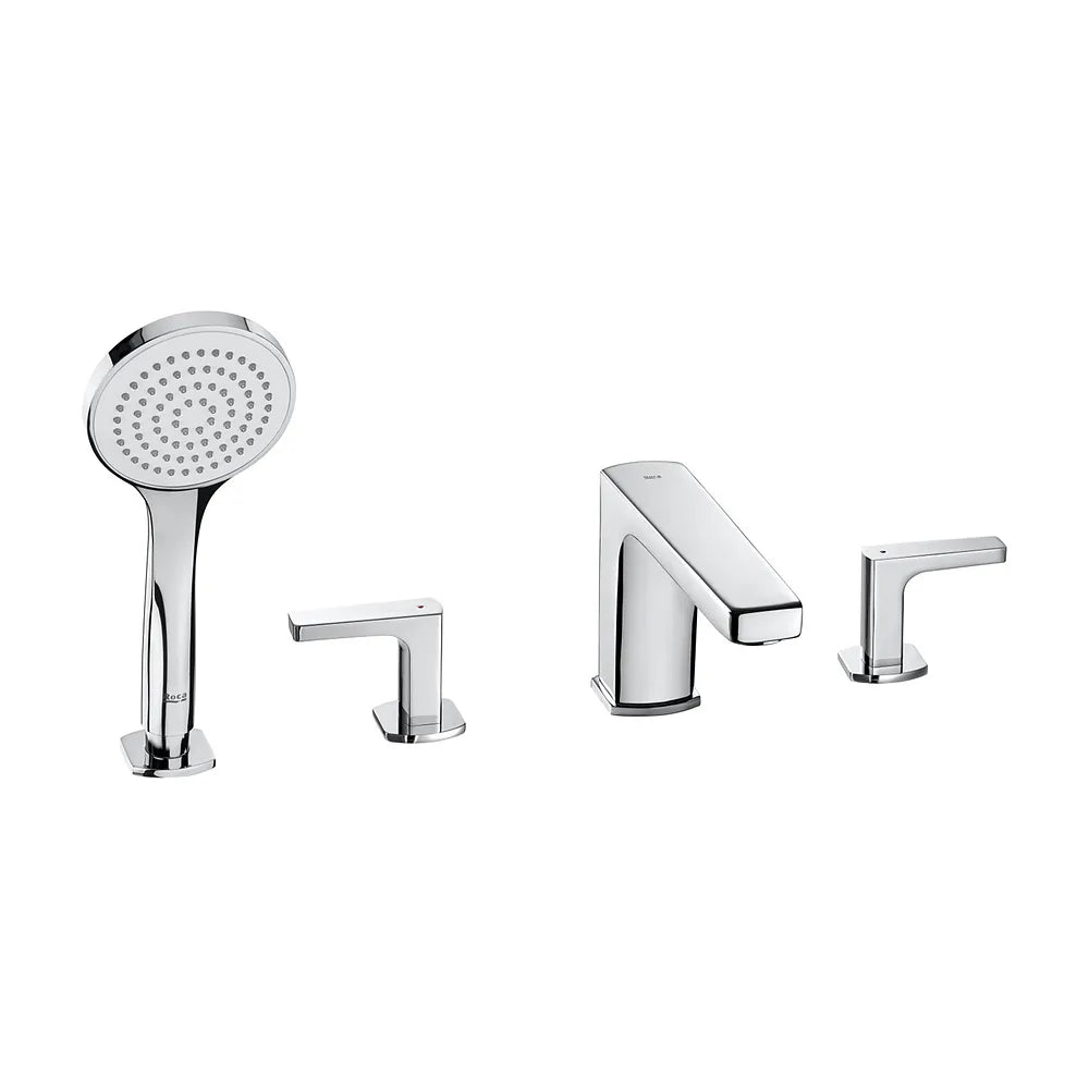 Grifería bimando de repisa para baño ducha con caño central 197 mm cromado Roca - Vista 2