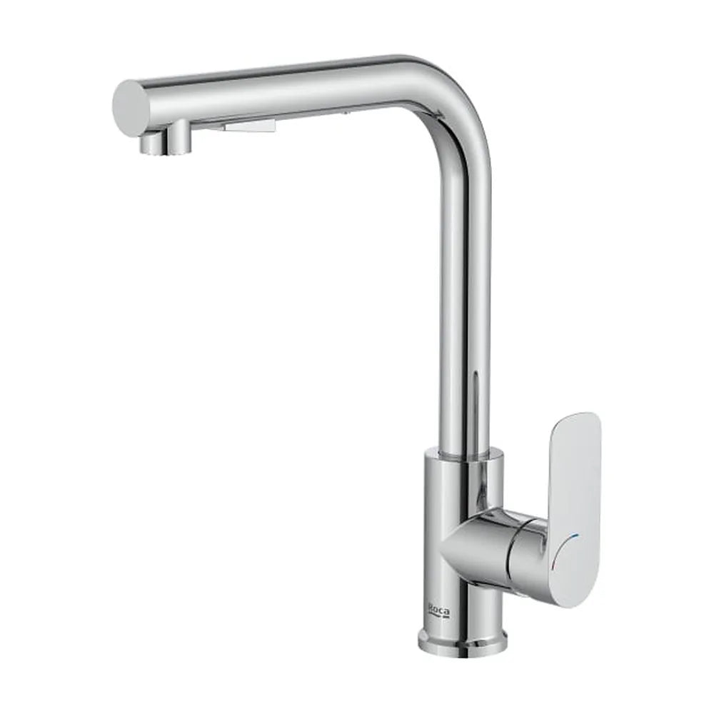 Grifería para Cocina Monomando con Caño Curvo Giratorio y Ducha Extraíble Cromado Roca - Vista 1