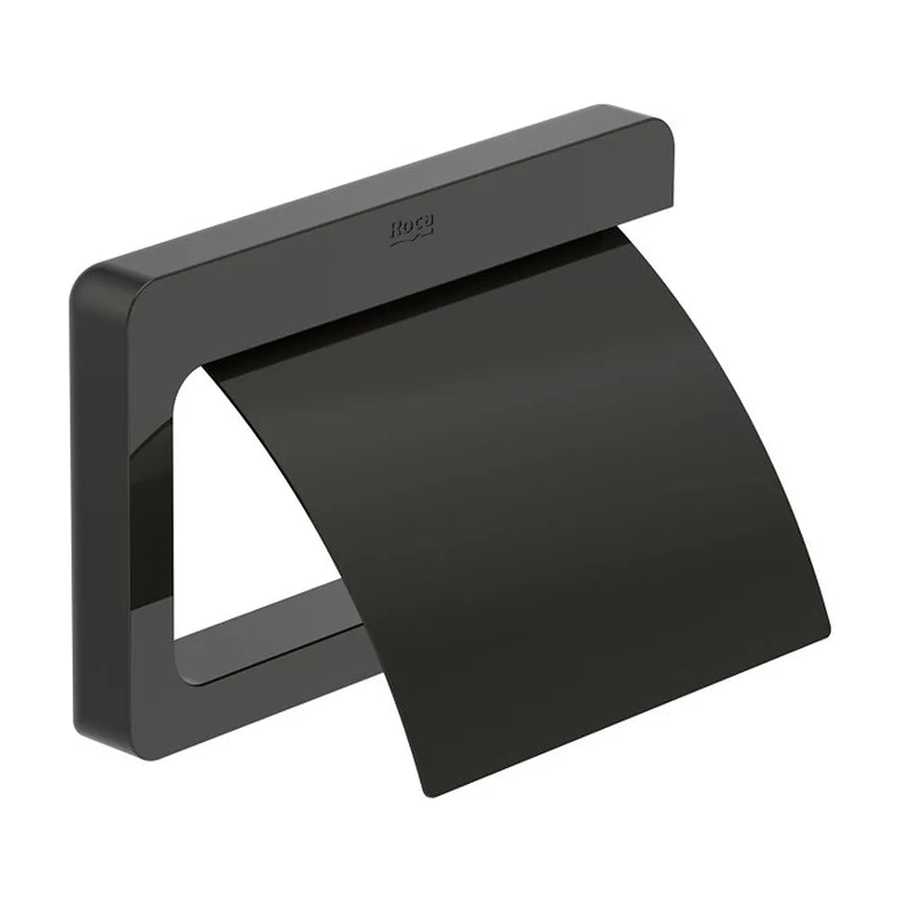 Portarrollo con tapa mural metal negro titanio cepillado 15x2.4x11.6 cm Roca - Vista 2