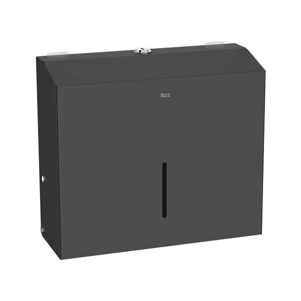 Dispensador mural de toallas capacidad 200 unidades negro mate 28x10x24 cm Roca - Vista 1