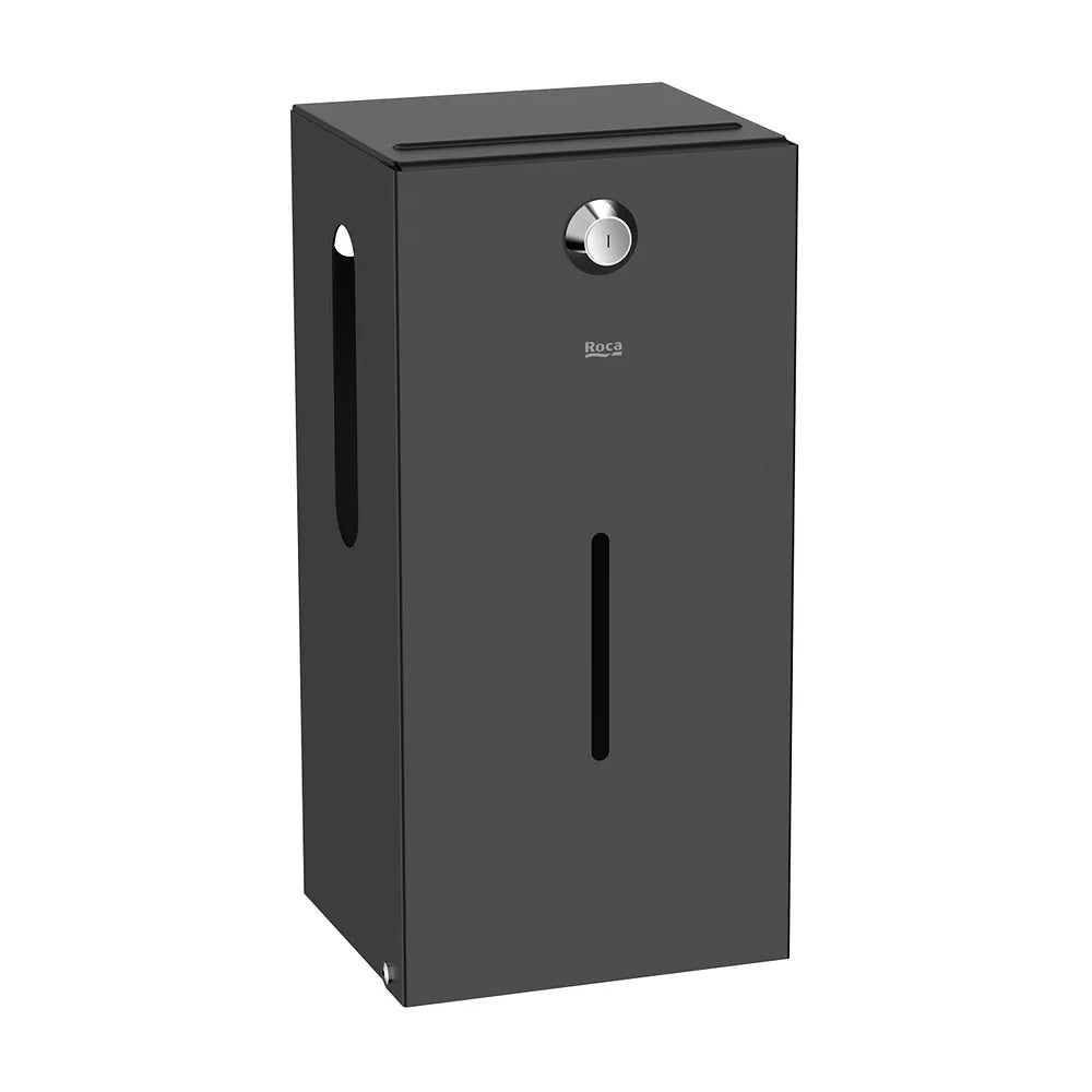Dispensador mural para papel higiénico 2 rollos acero inoxidable negro Roca - Vista 2