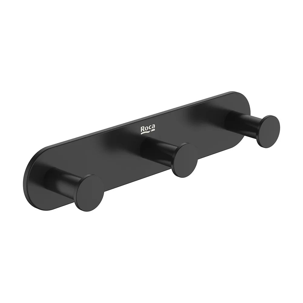 Percha triple mural metal negro 22 5x4 3x4 5 cm para baño Roca - Vista 2