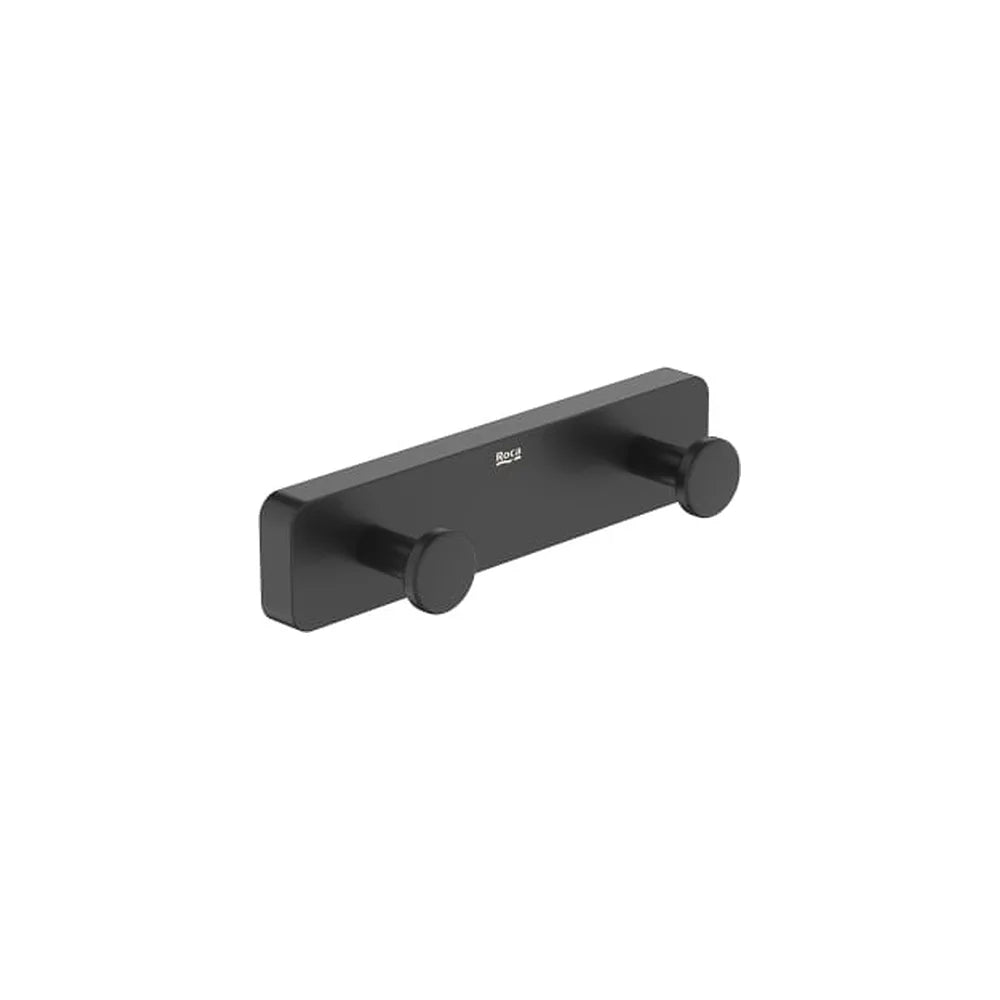 Percha doble mural con instalación adhesiva o tornillería 14x3x3 6 cm negro mate Roca - Vista 1
