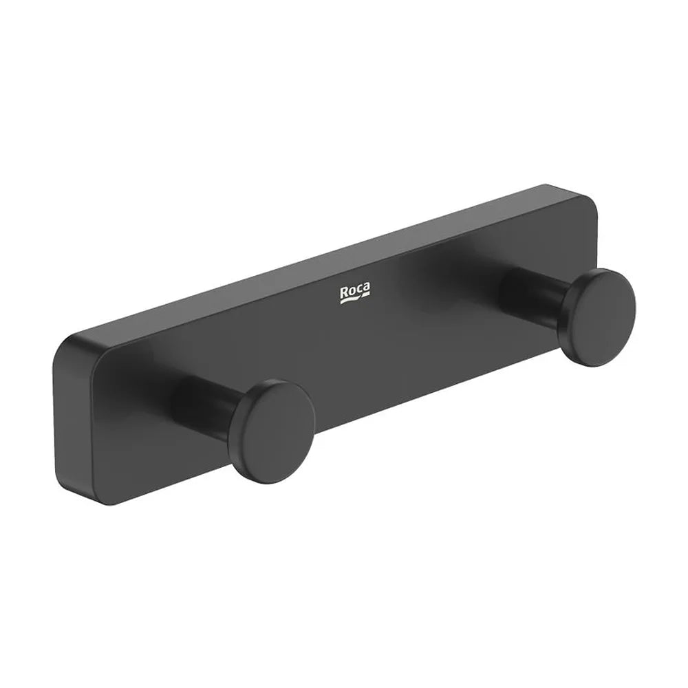 Percha doble mural con instalación adhesiva o tornillería 14x3x3 6 cm negro mate Roca - Vista 2