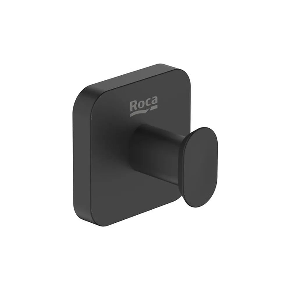 Percha mural con instalación adhesiva o tornillería carga 5 kg negro mate Roca - Vista 2