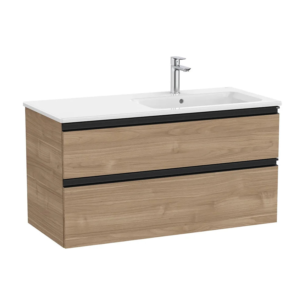 Mueble Base Suspendido con 2 Cajones y Lavabo a la Derecha Nogal 100x46x54cm Colección The Gap Roca - Vista 2