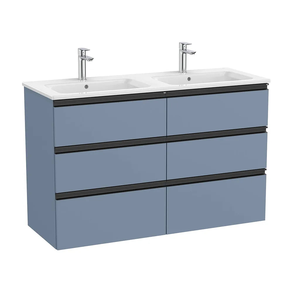 Mueble Base Suspendido con Seis Cajones y Lavabo Doble Porcelana 120x46x76cm Colección The Gap Roca - Vista 2