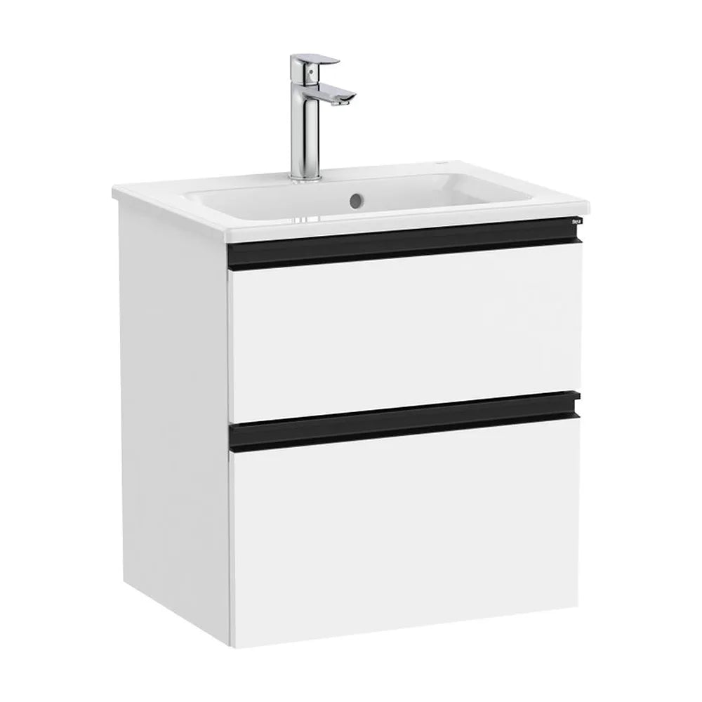 Mueble Base Compacto 2 Cajones Lavabo Centrado 50x38x54cm Colección The Gap Blanco Mate Roca - Vista 2