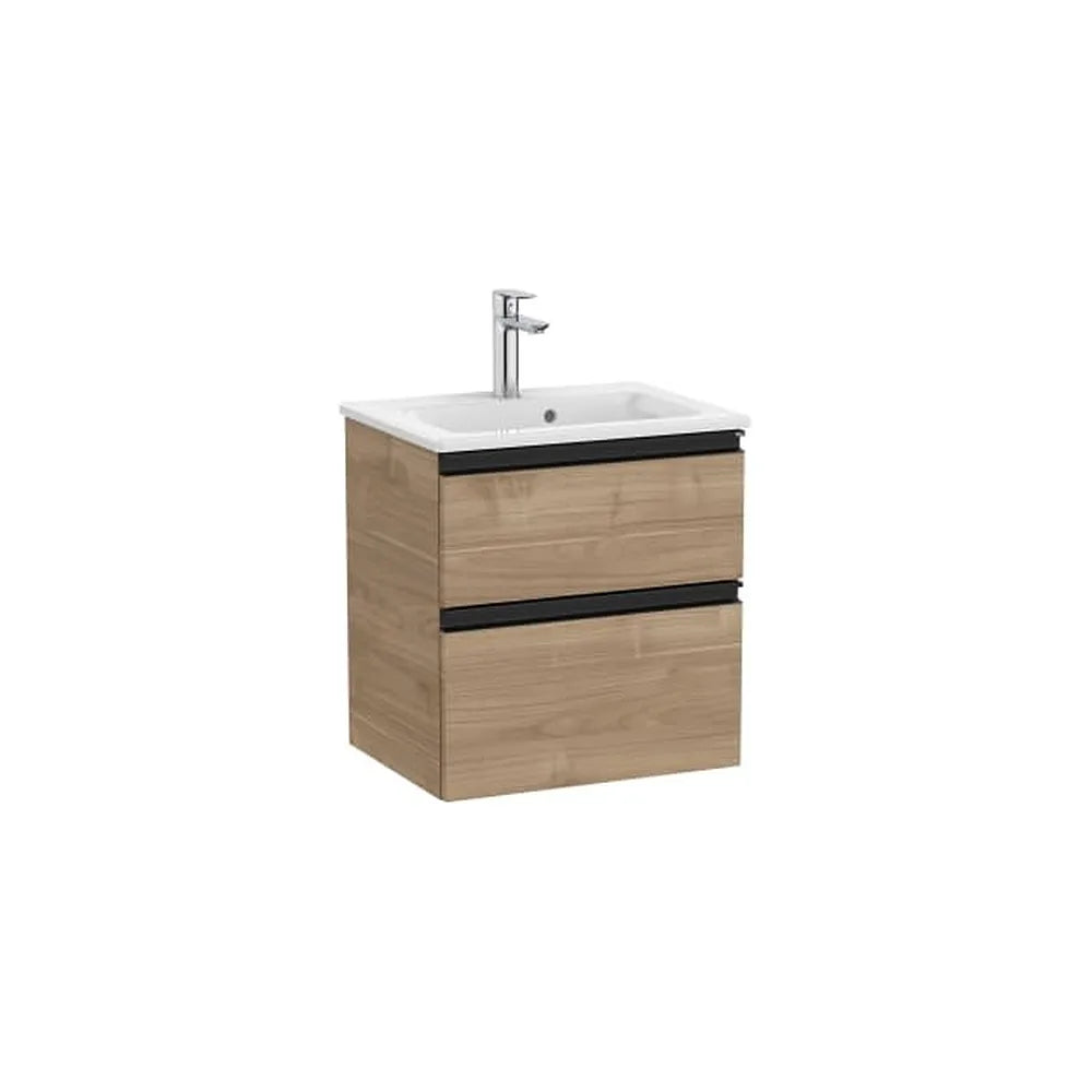 Mueble Base Compacto 2 Cajones Lavabo Centrado Nogal 50x38x54cm Colección The Gap Roca - Vista 1