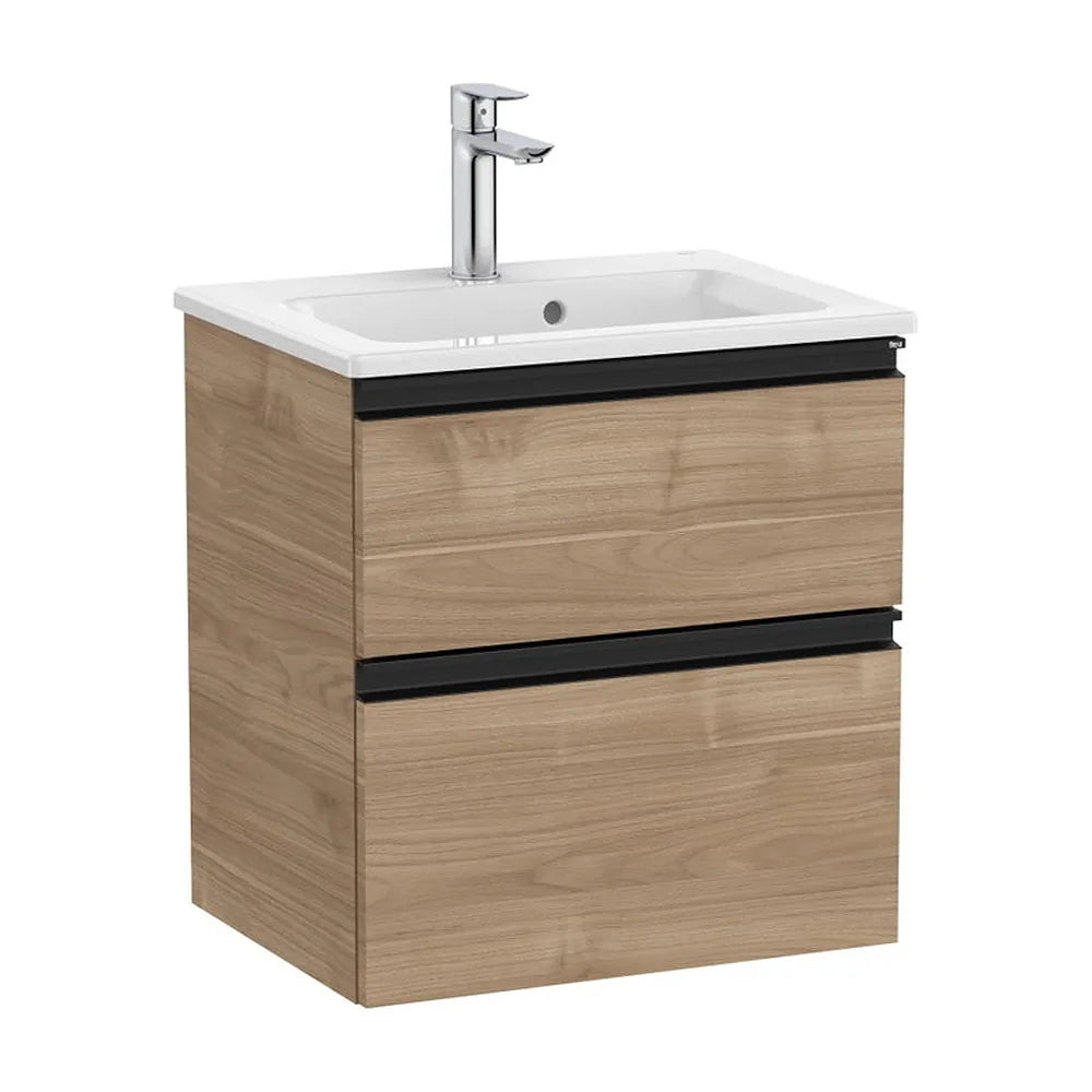Mueble Base Compacto 2 Cajones Lavabo Centrado Nogal 50x38x54cm Colección The Gap Roca - Vista 2
