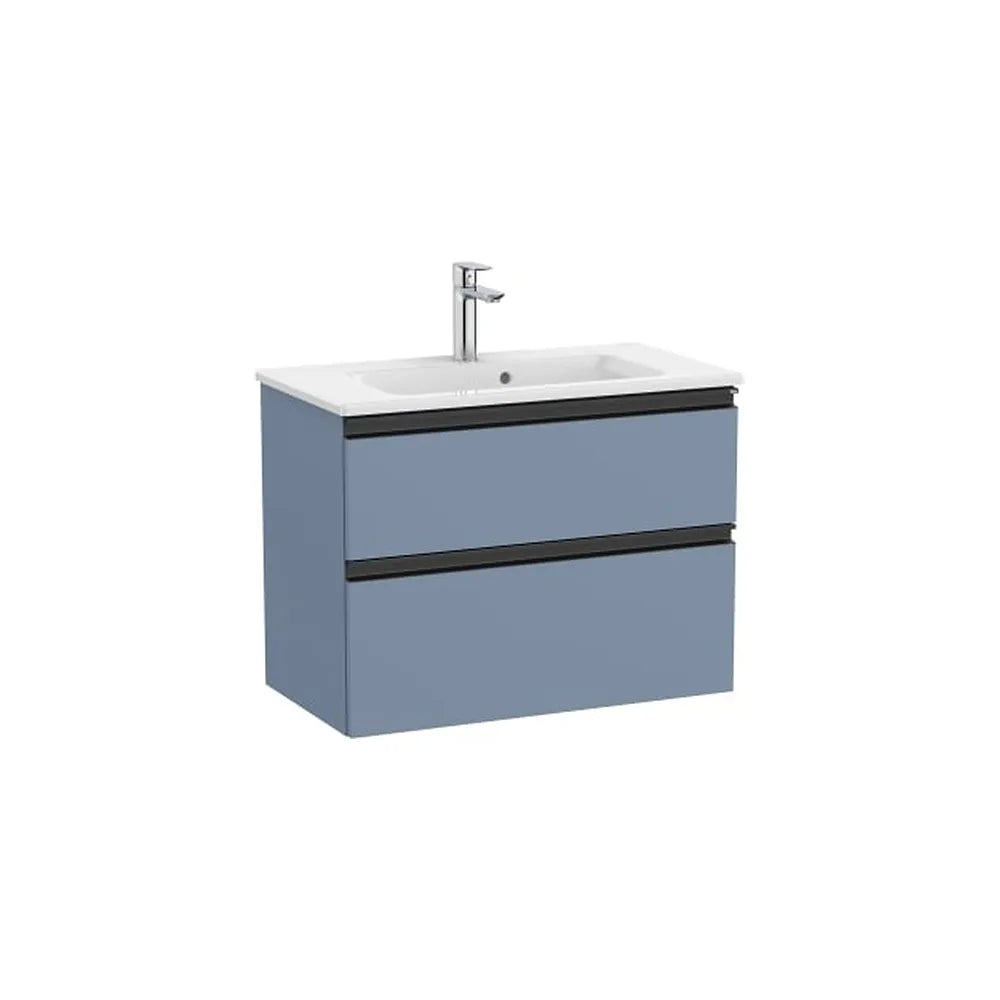Mueble base compacto dos cajones lavabo centrado azul mate 70x38x54 cm Roca - Vista 1