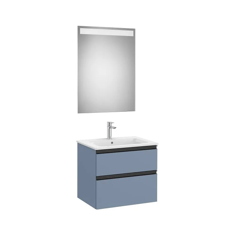 Pack mueble base dos cajones lavabo centrado espejo LED 60x46x54 cm Roca - Vista 1