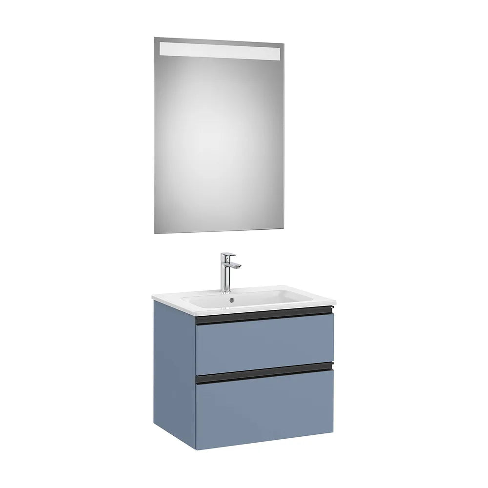 Pack mueble base dos cajones lavabo centrado espejo LED 60x46x54 cm Roca - Vista 2