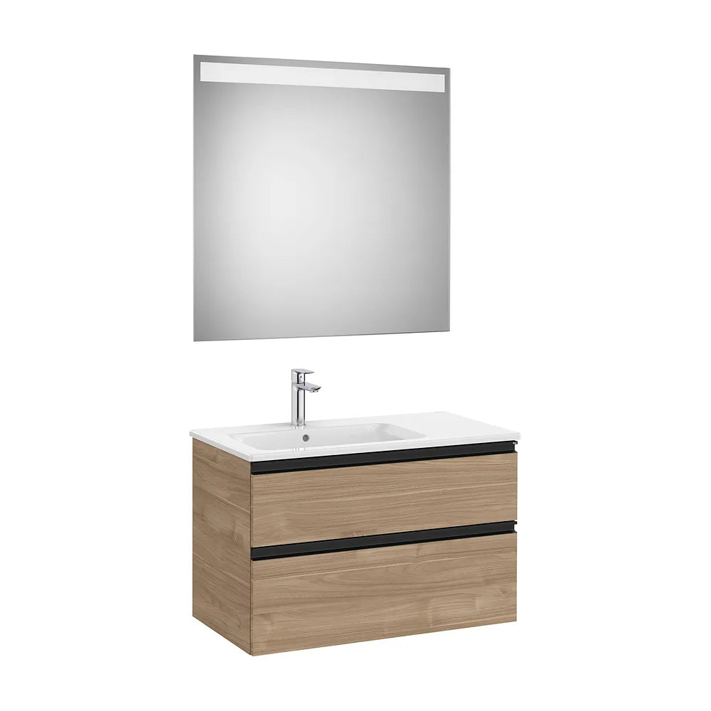 Pack mueble base dos cajones lavabo izquierda espejo LED 80x46x54 cm Roca - Vista 2