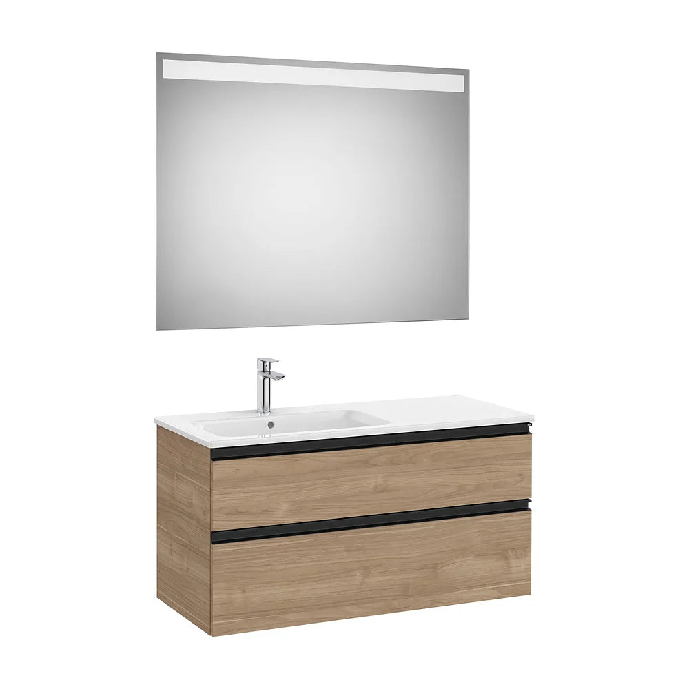 Mueble Base 2 Cajones Lavabo Izquierda Espejo Led 100x46x54cm Colección The Gap Roca - Vista 2