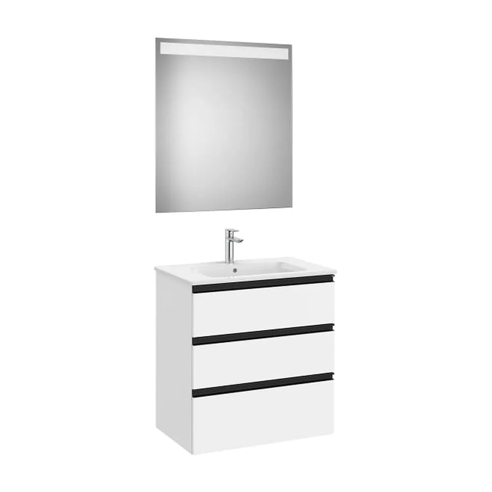 Mueble Base Tres Cajones Lavabo Centrado Espejo Led 70x46x76cm Colección Eidos Roca - Vista 1