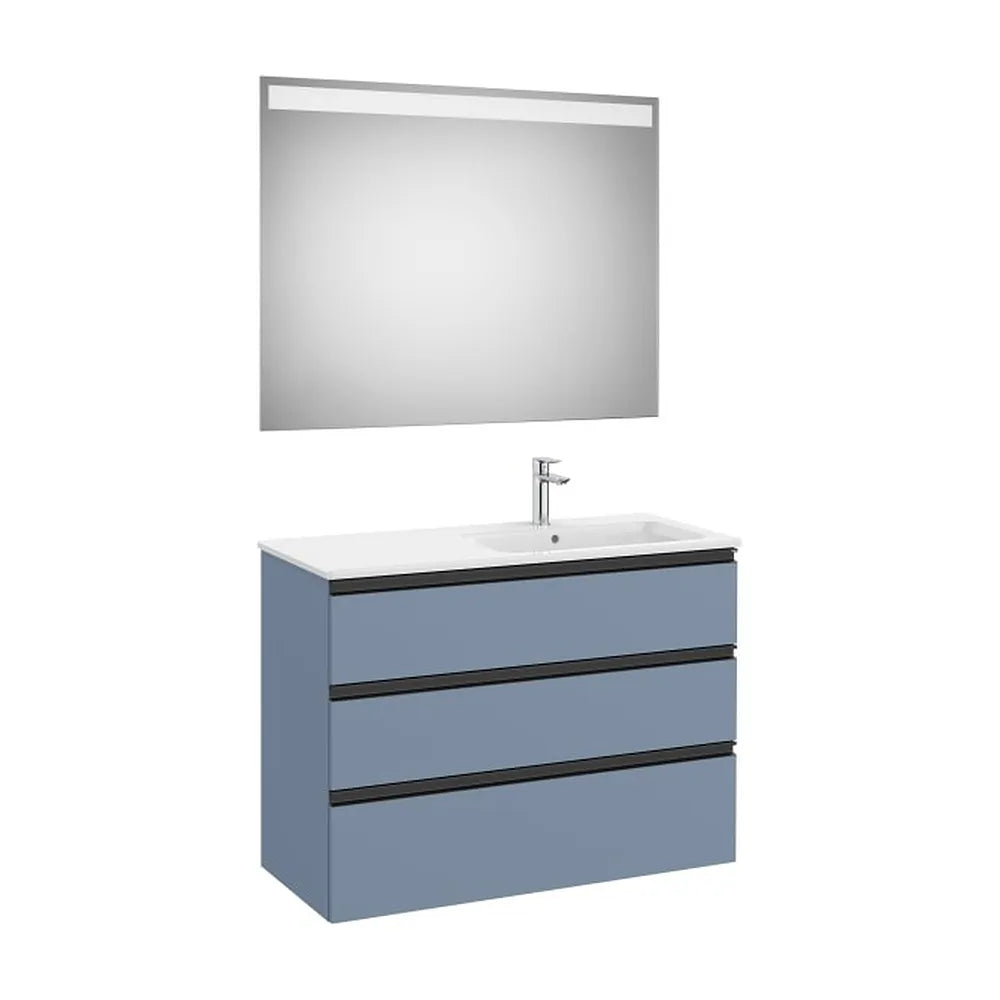 Pack mueble base tres cajones lavabo derecha espejo LED Eidos 100x46x76 cm Roca - Vista 1
