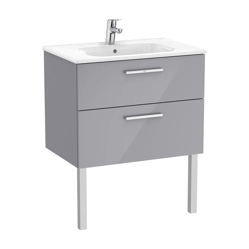 Mueble base suspendido con dos cajones y lavabo porcelana 70x45x51 cm Roca - Vista 2