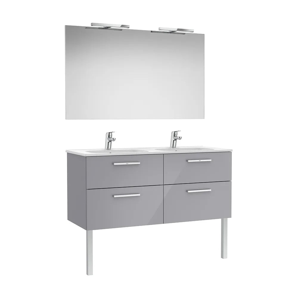 Pack mueble base cuatro cajones lavabo doble espejo dos apliques LED Starlight Roca - Vista 2