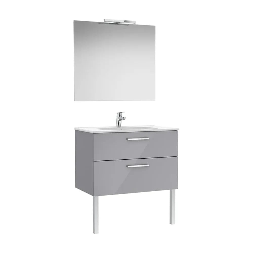 Pack mueble base dos cajones lavabo espejo y aplique LED Starlight 80x45x51 cm Roca - Vista 1
