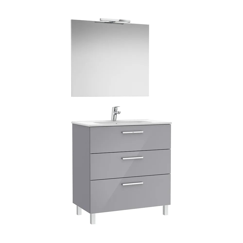 Family Mueble Base Tres Cajones Lavabo Porcelana Espejo Aplique Led New Starlight Colección Victoria Roca - Vista 2