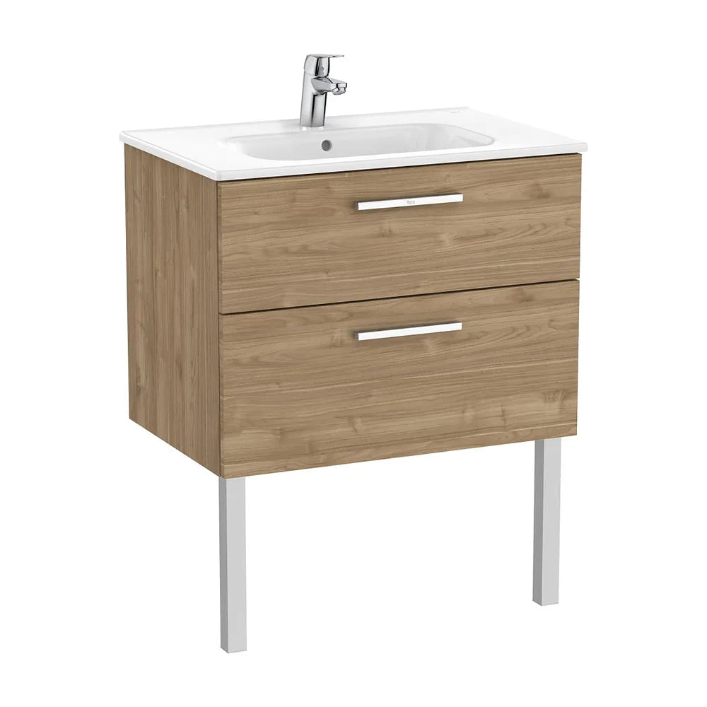 Mueble base suspendido dos cajones con lavabo porcelana 70x45x51 cm Roca - Vista 2