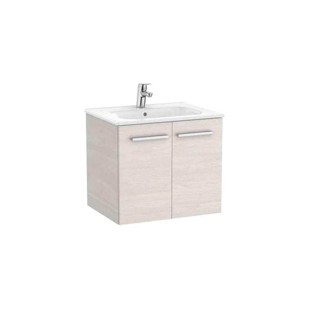Mueble base suspendido con lavabo dos puertas 60x45x52 cm Fresno nórdico Roca - Vista 1