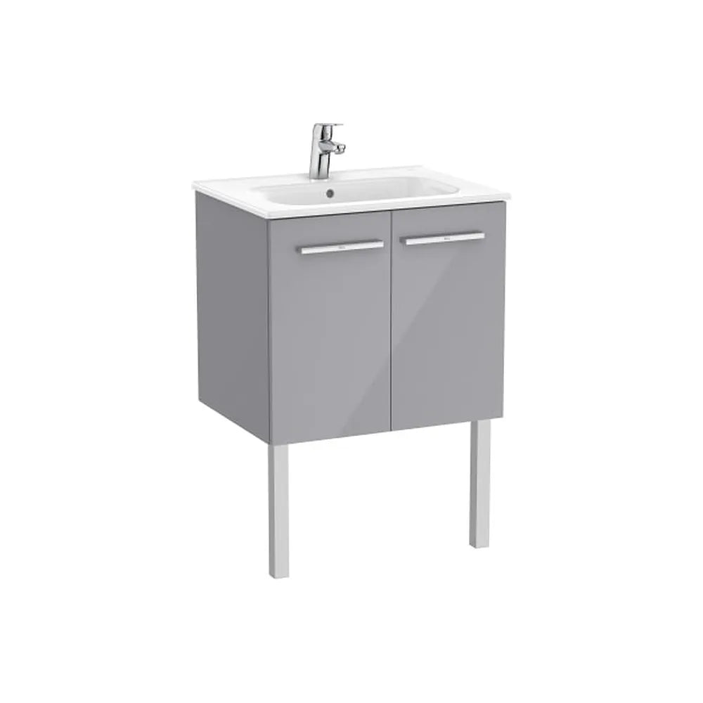Mueble base suspendido dos puertas lavabo porcelana 60x45x51 cm Gris brillo Roca - Vista 1
