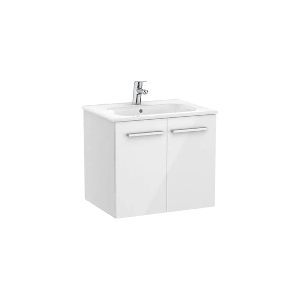 Mueble base suspendido dos puertas lavabo porcelana blanco brillo 60x45x51 cm Roca - Vista 1