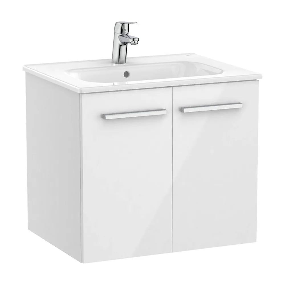 Mueble base suspendido dos puertas lavabo porcelana blanco brillo 60x45x51 cm Roca - Vista 2