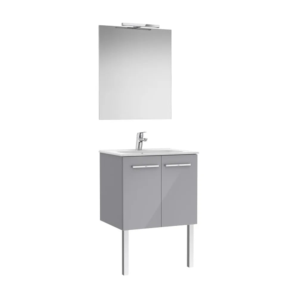Pack mueble base dos puertas lavabo espejo y aplique LED Starlight 60x45x51 cm Roca - Vista 1