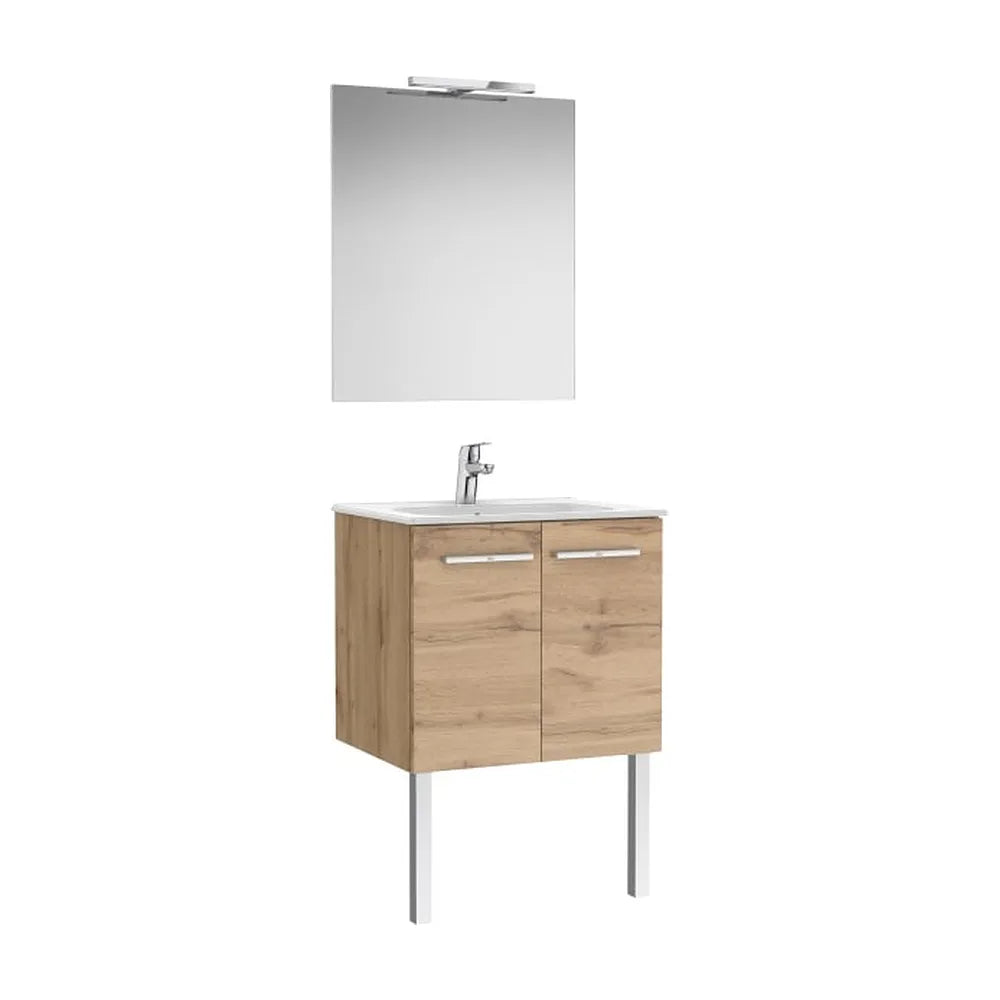 Pack mueble base dos puertas lavabo espejo aplique LED Starlight 60x45x51 cm Roca - Vista 1
