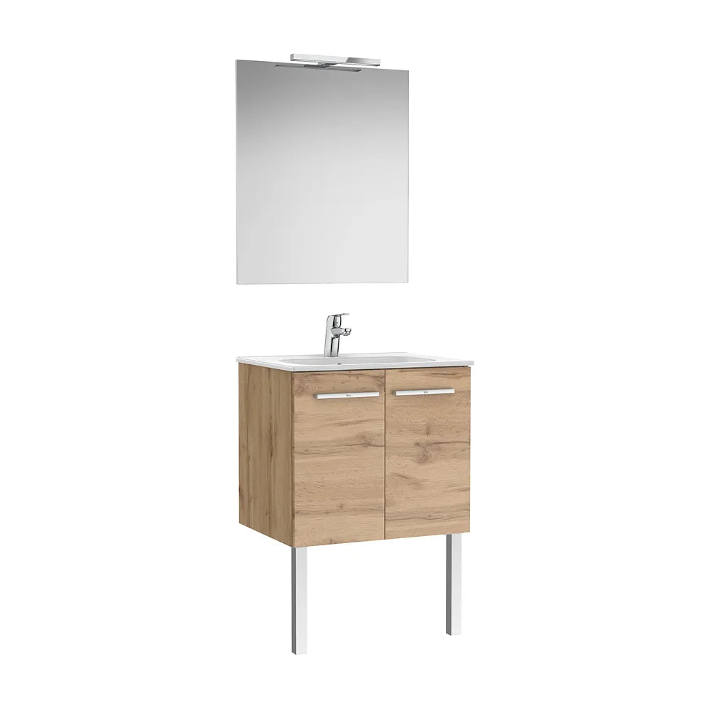 Pack mueble base dos puertas lavabo espejo aplique LED Starlight 60x45x51 cm Roca - Vista 2