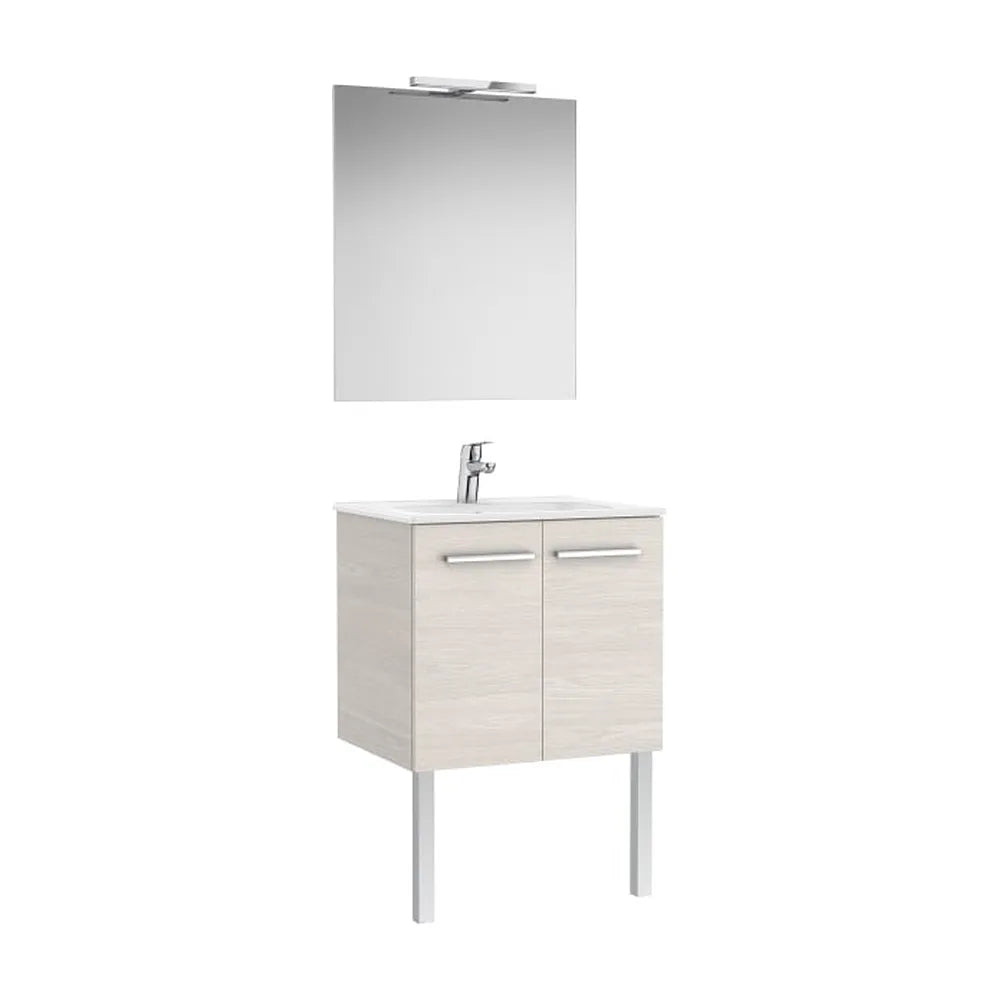 Pack mueble base dos puertas lavabo espejo y aplique LED Starlight 60x45x51 cm Roca - Vista 1