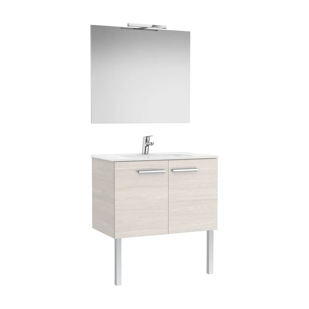 Pack mueble base dos puertas lavabo espejo aplique LED Starlight 80x45x51 cm Roca - Vista 2