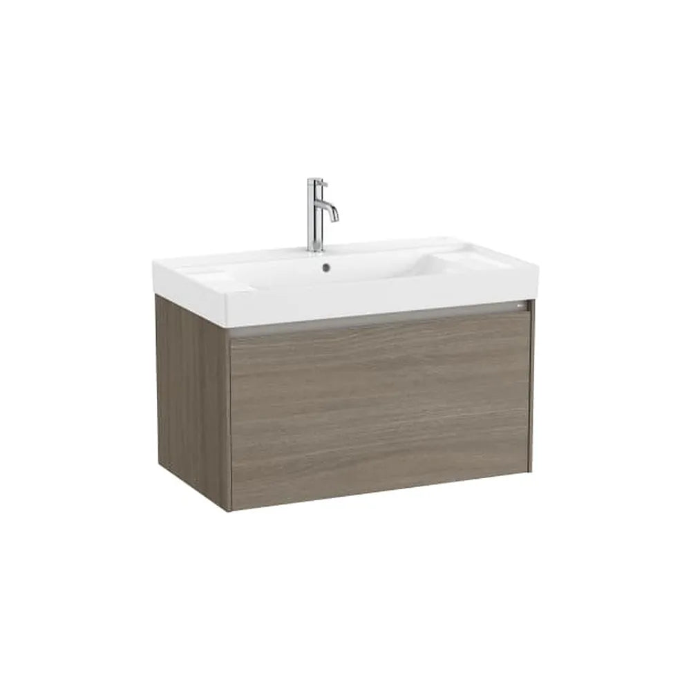 Mueble base suspendido con un cajón y lavabo centrado 80x46x50 cm Roca - Vista 1