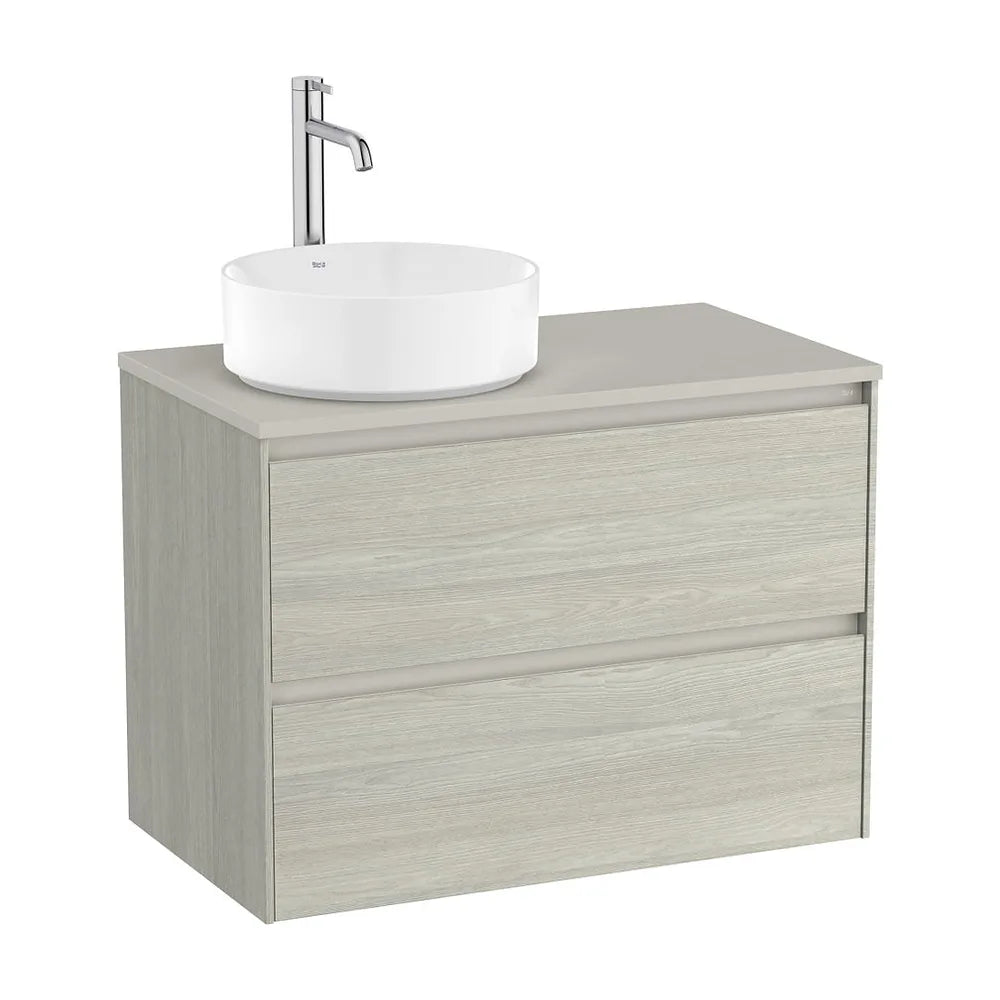 Mueble base suspendido dos cajones lavabo sobre encimera izquierda roble claro Roca - Vista 2